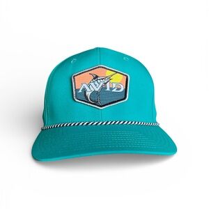 New Avid Fishing Marlin Teal Snapback Rope Hat